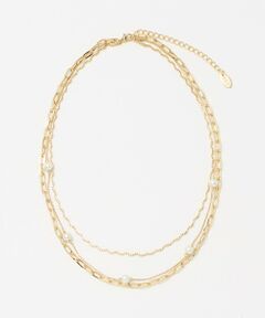 BEAUTY&YOUTH UNITED ARROWS / ビューティー&ユース ユナイテッドアローズ ネックレス・ペンダント・チョーカー | パールモチーフ×ミックスチェーン 3連 ネックレス