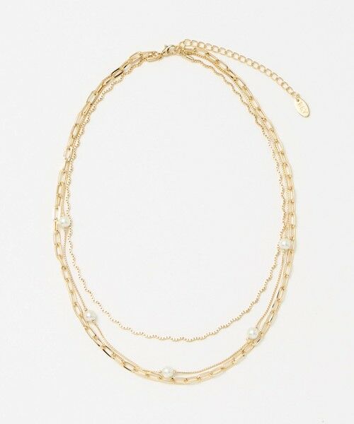 BEAUTY&YOUTH UNITED ARROWS / ビューティー&ユース ユナイテッドアローズ ネックレス・ペンダント・チョーカー | パールモチーフ×ミックスチェーン 3連 ネックレス（GOLD）
