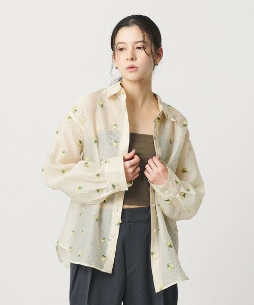 BEAUTY&YOUTH UNITED ARROWS / ビューティー&ユース ユナイテッドアローズ シャツ・ブラウス | フラワーモチーフ ジャガード シャツ ウォッシャブル | 詳細1