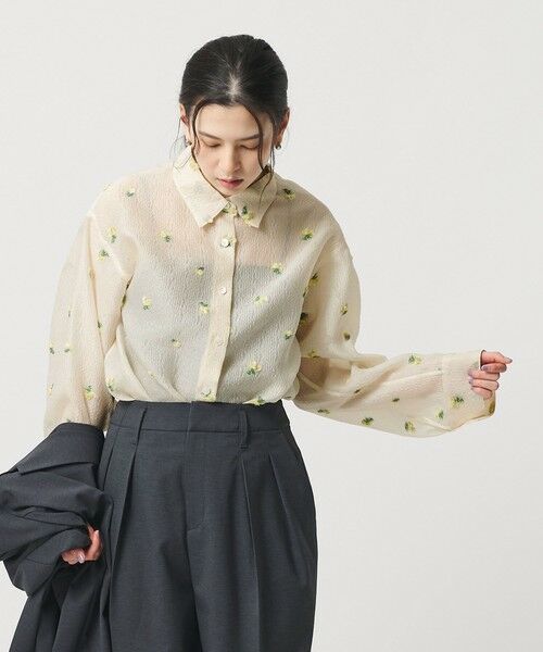 BEAUTY&YOUTH UNITED ARROWS / ビューティー&ユース ユナイテッドアローズ シャツ・ブラウス | フラワーモチーフ ジャガード シャツ ウォッシャブル | 詳細3