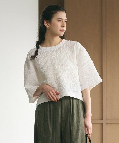 BEAUTY&YOUTH UNITED ARROWS / ビューティー&ユース ユナイテッドアローズ カットソー | ジャガード クルーネック 6分袖 プルオーバー | 詳細1