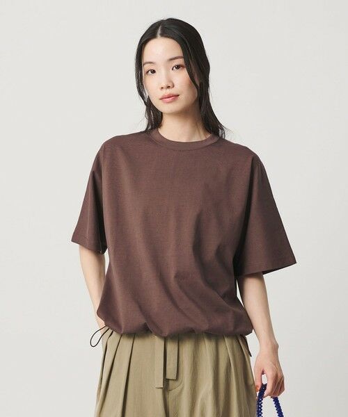BEAUTY&YOUTH UNITED ARROWS / ビューティー&ユース ユナイテッドアローズ カットソー | ヘム ドローストリング 5分袖 Tシャツ(DK.BROWN)