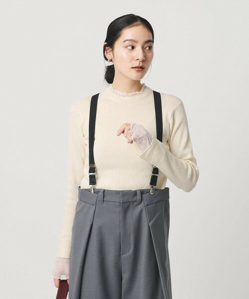 BEAUTY&YOUTH UNITED ARROWS / ビューティー&ユース ユナイテッドアローズ ニット・セーター | 【WEB限定 Wardrobe DAILY MINIMAL】レースコンビ リブニットプルオーバー ウォッシャブル | 詳細1