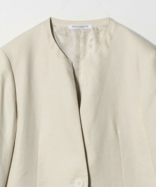 BEAUTY&YOUTH UNITED ARROWS / ビューティー&ユース ユナイテッドアローズ ノーカラージャケット | 麻ブレンド カラーレス シングル ジャケット UVカット | 詳細5