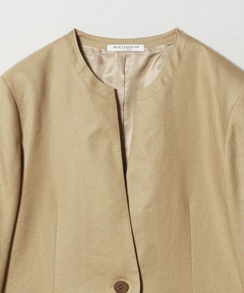 BEAUTY&YOUTH UNITED ARROWS / ビューティー&ユース ユナイテッドアローズ ノーカラージャケット | 麻ブレンド カラーレス シングル ジャケット UVカット | 詳細13