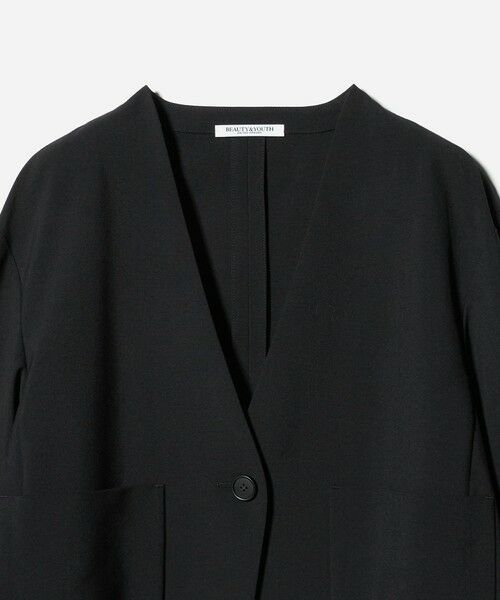 BEAUTY&YOUTH UNITED ARROWS / ビューティー&ユース ユナイテッドアローズ ノーカラージャケット | ポリエステルブレンド カラーレス ショートジャケット | 詳細8