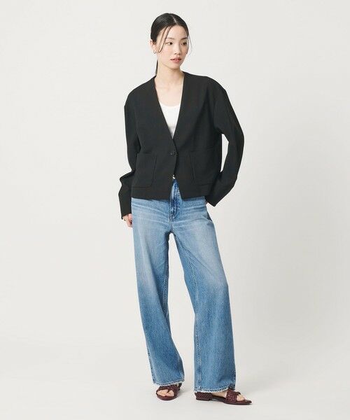 BEAUTY&YOUTH UNITED ARROWS / ビューティー&ユース ユナイテッドアローズ ノーカラージャケット | ポリエステルブレンド カラーレス ショートジャケット | 詳細3