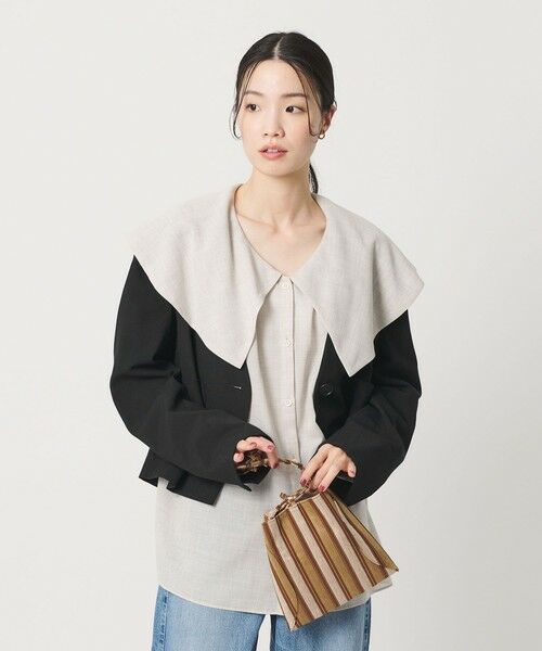 BEAUTY&YOUTH UNITED ARROWS / ビューティー&ユース ユナイテッドアローズ ノーカラージャケット | ポリエステルブレンド カラーレス ショートジャケット | 詳細4