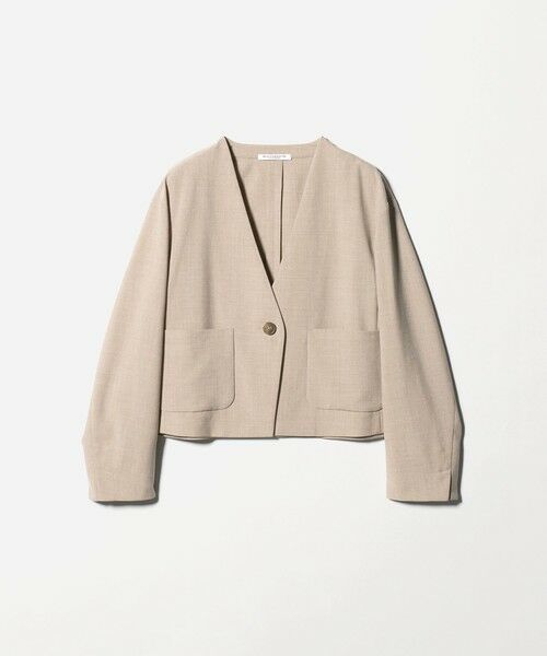 BEAUTY&YOUTH UNITED ARROWS / ビューティー&ユース ユナイテッドアローズ ノーカラージャケット | ポリエステルブレンド カラーレス ショートジャケット | 詳細19