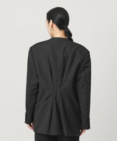 BEAUTY&YOUTH UNITED ARROWS / ビューティー&ユース ユナイテッドアローズ ノーカラージャケット | 麻ブレンド ストライプ カラーレス ジャケット | 詳細8