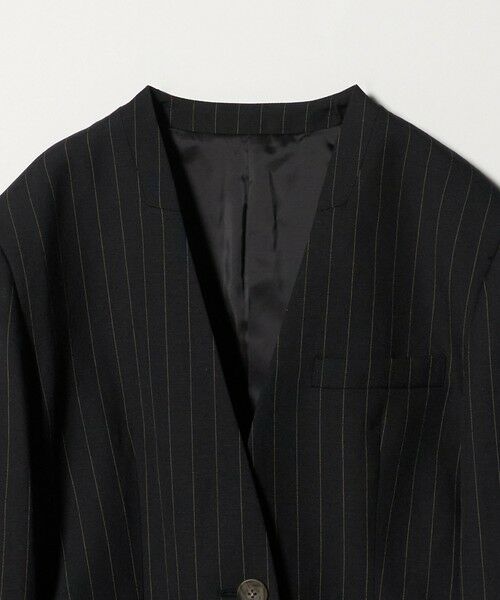 BEAUTY&YOUTH UNITED ARROWS / ビューティー&ユース ユナイテッドアローズ ノーカラージャケット | 麻ブレンド ストライプ カラーレス ジャケット | 詳細11