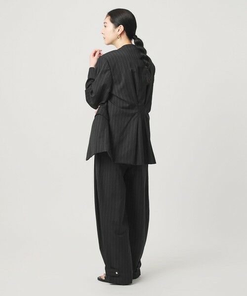 BEAUTY&YOUTH UNITED ARROWS / ビューティー&ユース ユナイテッドアローズ ノーカラージャケット | 麻ブレンド ストライプ カラーレス ジャケット | 詳細4