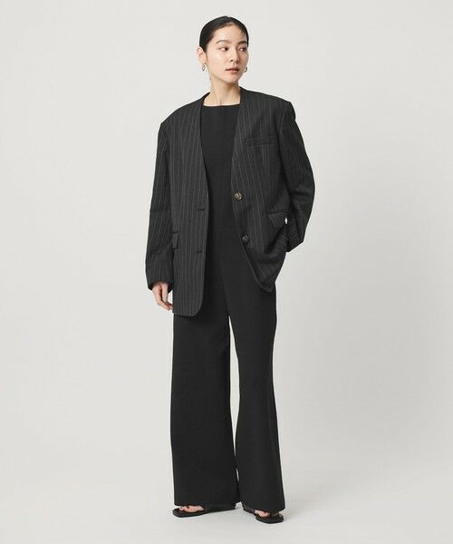 BEAUTY&YOUTH UNITED ARROWS / ビューティー&ユース ユナイテッドアローズ ノーカラージャケット | 麻ブレンド ストライプ カラーレス ジャケット | 詳細5