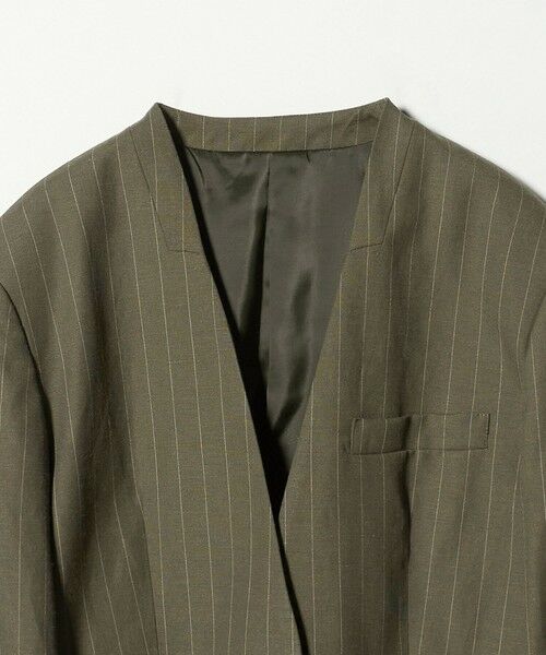 BEAUTY&YOUTH UNITED ARROWS / ビューティー&ユース ユナイテッドアローズ ノーカラージャケット | 麻ブレンド ストライプ カラーレス ジャケット | 詳細20