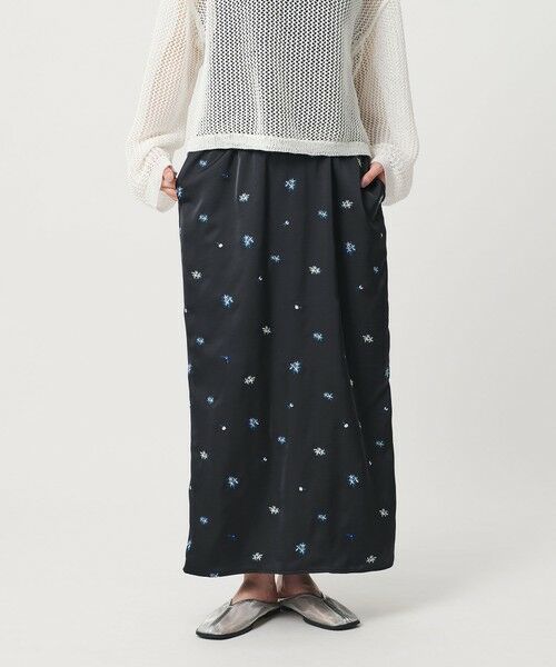 BEAUTY&YOUTH UNITED ARROWS / ビューティー&ユース ユナイテッドアローズ ロング・マキシ丈スカート | フラワー エンブロイダリー ドローストリング スカート ウォッシャブル | 詳細1