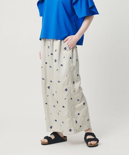 BEAUTY&YOUTH UNITED ARROWS / ビューティー&ユース ユナイテッドアローズ ロング・マキシ丈スカート | フラワー エンブロイダリー ドローストリング スカート ウォッシャブル | 詳細8