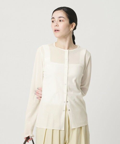 BEAUTY&YOUTH UNITED ARROWS / ビューティー&ユース ユナイテッドアローズ カーディガン・ボレロ | リングボタン チュール カーディガン ウォッシャブル 接触冷感 | 詳細1