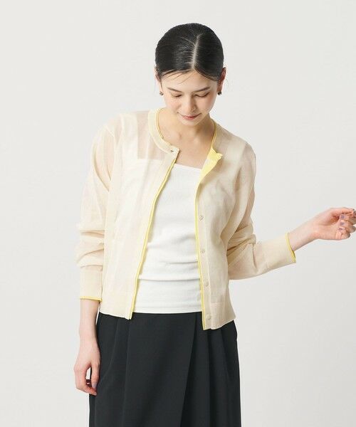 BEAUTY&YOUTH UNITED ARROWS / ビューティー&ユース ユナイテッドアローズ カーディガン・ボレロ | ライン クルーネック カーディガン ウォッシャブル | 詳細1