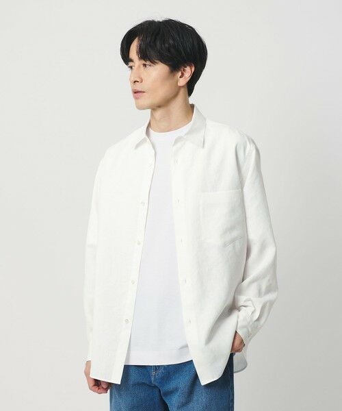 BEAUTY&YOUTH UNITED ARROWS / ビューティー&ユース ユナイテッドアローズ シャツ・ブラウス | ライト リネンタッチ レギュラー シャツ FORM TAPERD型（WHITE）