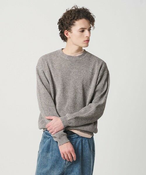 BEAUTY&YOUTH UNITED ARROWS / ビューティー&ユース ユナイテッドアローズ ニット・セーター | リネンブレンド メランジ クルーネック ニット ウォッシャブル（MD.GRAY）