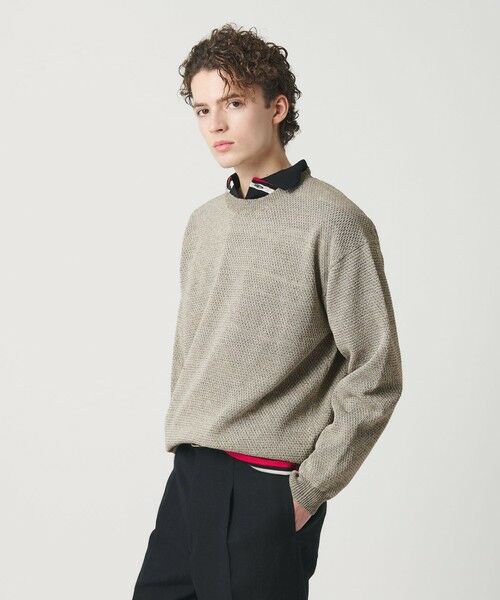 BEAUTY&YOUTH UNITED ARROWS / ビューティー&ユース ユナイテッドアローズ ニット・セーター | リネンブレンド メランジ クルーネック ニット ウォッシャブル（BEIGE）