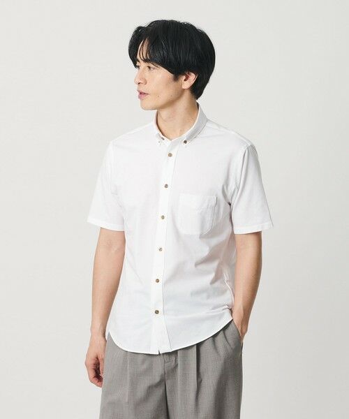 BEAUTY&YOUTH UNITED ARROWS / ビューティー&ユース ユナイテッドアローズ シャツ・ブラウス | クイック ストレッチ シャンブレー ボタンダウン 半袖シャツ SLIM型 吸水速乾機能付き | 詳細1