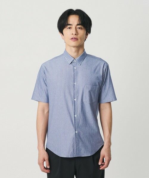 BEAUTY&YOUTH UNITED ARROWS / ビューティー&ユース ユナイテッドアローズ シャツ・ブラウス | クイック ストレッチ ストライプ シャンブレー ボタンダウン 半袖シャツ SLIM型 吸水速乾機能付き | 詳細4