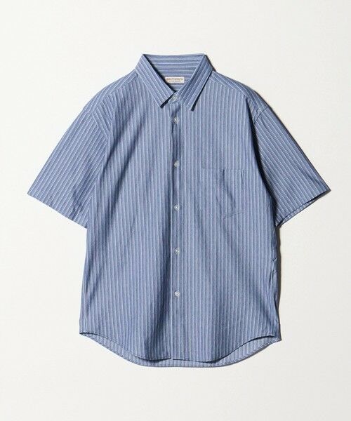 BEAUTY&YOUTH UNITED ARROWS / ビューティー&ユース ユナイテッドアローズ シャツ・ブラウス | クイック ストレッチ ストライプ シャンブレー ボタンダウン 半袖シャツ SLIM型 吸水速乾機能付き（COBALT）