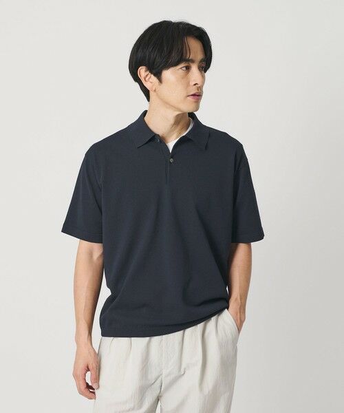 BEAUTY&YOUTH UNITED ARROWS / ビューティー&ユース ユナイテッドアローズ ニット・セーター | デオドラント ショートスリーブ ニットポロ 抗菌防臭 ウォッシャブル（NAVY）