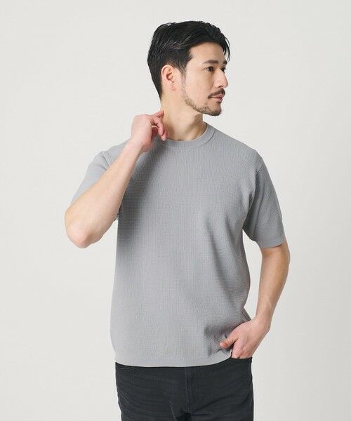 BEAUTY&YOUTH UNITED ARROWS / ビューティー&ユース ユナイテッドアローズ Tシャツ | 【WEB限定 WARDROBE SMART】マシーンウォッシュ ピケニット Tシャツ【抗菌防臭】(LT.GRAY)