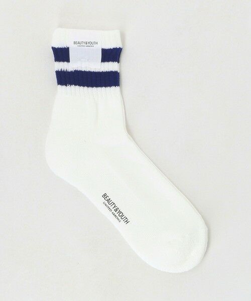 BEAUTY&YOUTH UNITED ARROWS / ビューティー&ユース ユナイテッドアローズ ソックス | ツーライン ソフト パイル クウォーター ソックス（OFF WHITE）