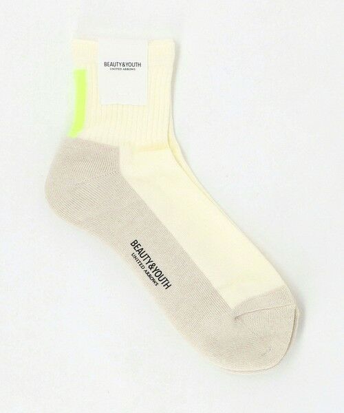 BEAUTY&YOUTH UNITED ARROWS / ビューティー&ユース ユナイテッドアローズ ソックス | バック ライン クウォーター ソックス（OFF WHITE）
