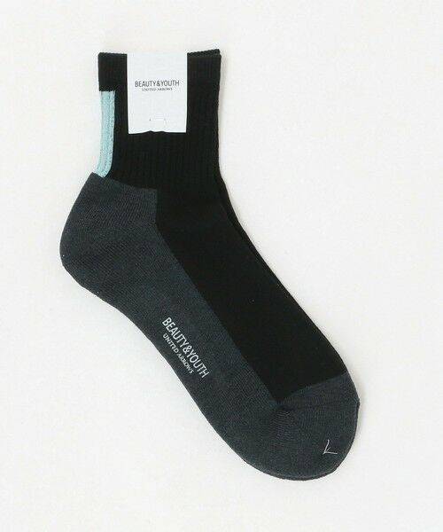 BEAUTY&YOUTH UNITED ARROWS / ビューティー&ユース ユナイテッドアローズ ソックス | バック ライン クウォーター ソックス（BLACK）