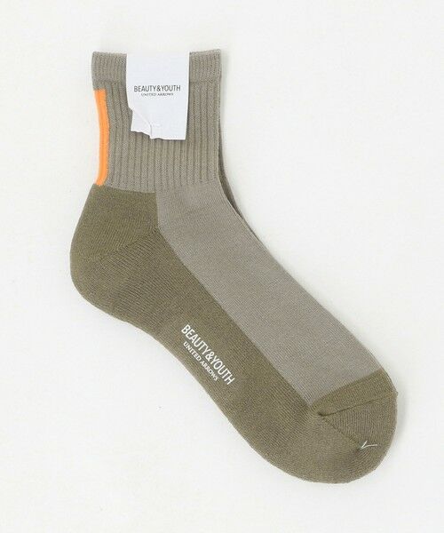 BEAUTY&YOUTH UNITED ARROWS / ビューティー&ユース ユナイテッドアローズ ソックス | バック ライン クウォーター ソックス（BEIGE）