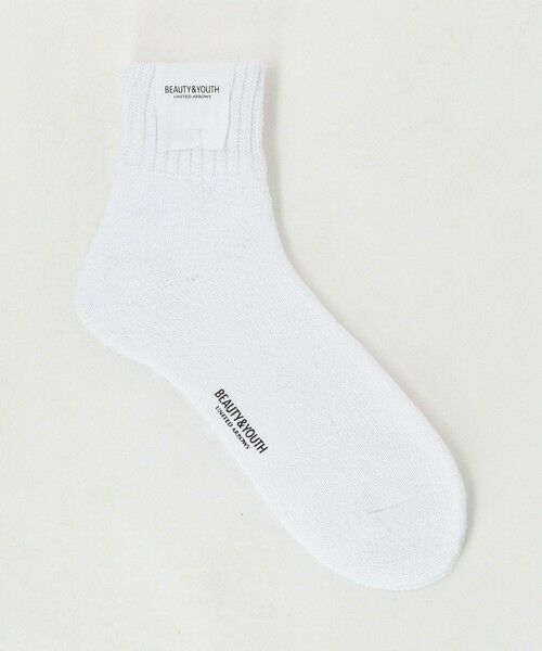 BEAUTY&YOUTH UNITED ARROWS / ビューティー&ユース ユナイテッドアローズ ソックス | ダブル リブ パイル クウォーター ソックス（WHITE）