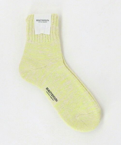 BEAUTY&YOUTH UNITED ARROWS / ビューティー&ユース ユナイテッドアローズ ソックス | ダブル リブ パイル クウォーター ソックス（LIME）