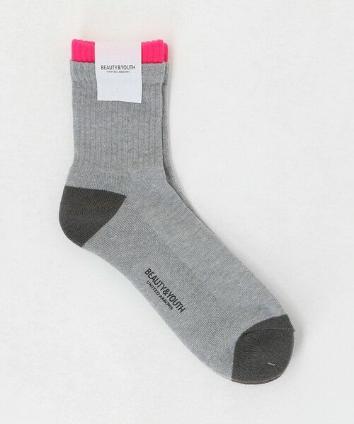 BEAUTY&YOUTH UNITED ARROWS / ビューティー&ユース ユナイテッドアローズ ソックス | レイヤード リブ パイル クウォータ— ソックス（LT.GRAY）