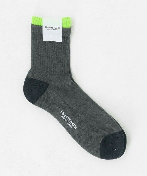 BEAUTY&YOUTH UNITED ARROWS / ビューティー&ユース ユナイテッドアローズ ソックス | レイヤード リブ パイル クウォータ— ソックス（DK.GRAY）
