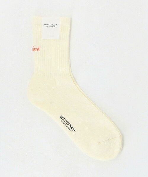 BEAUTY&YOUTH UNITED ARROWS / ビューティー&ユース ユナイテッドアローズ ソックス | フリーダム スタンダード エンブロイダリー ロゴ クウォーター ソックス（OFF WHITE）