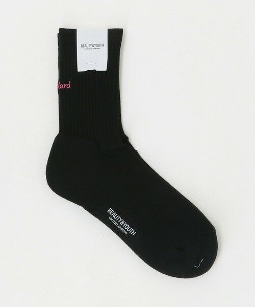 BEAUTY&YOUTH UNITED ARROWS / ビューティー&ユース ユナイテッドアローズ ソックス | フリーダム スタンダード エンブロイダリー ロゴ クウォーター ソックス（BLACK）