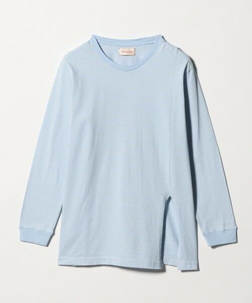 BEAUTY&YOUTH UNITED ARROWS / ビューティー&ユース ユナイテッドアローズ Tシャツ | ＜ MEYAME＞ボーダー スリット ロングスリーブ Tシャツ（LT.BLUE）