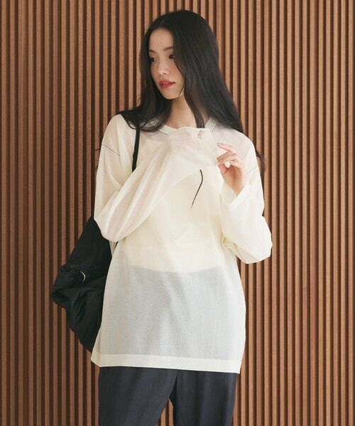 BEAUTY&YOUTH UNITED ARROWS / ビューティー&ユース ユナイテッドアローズ ニット・セーター | レーヨンナイロン ライン シアーニット プルオーバー ウォッシャブル | 詳細1