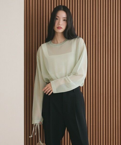 BEAUTY&YOUTH UNITED ARROWS / ビューティー&ユース ユナイテッドアローズ ニット・セーター | レーヨンナイロン ライン シアーニット プルオーバー ウォッシャブル | 詳細20