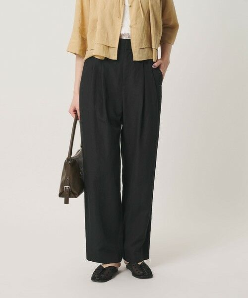 BEAUTY&YOUTH UNITED ARROWS / ビューティー&ユース ユナイテッドアローズ その他パンツ | 麻ブレンド バックゴム タック ワイドパンツ | 詳細1