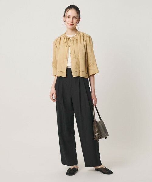 BEAUTY&YOUTH UNITED ARROWS / ビューティー&ユース ユナイテッドアローズ その他パンツ | 麻ブレンド バックゴム タック ワイドパンツ | 詳細3