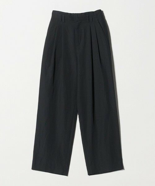BEAUTY&YOUTH UNITED ARROWS / ビューティー&ユース ユナイテッドアローズ その他パンツ | 麻ブレンド バックゴム タック ワイドパンツ（BLACK）