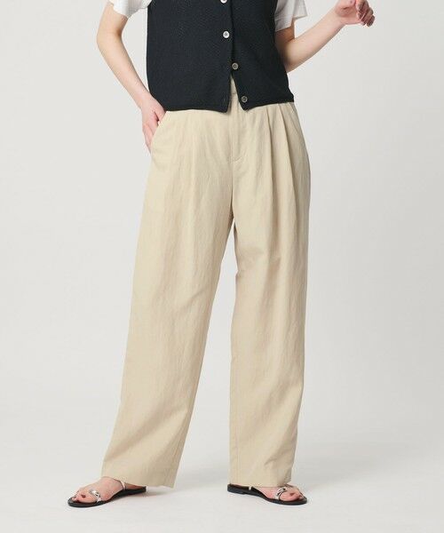 BEAUTY&YOUTH UNITED ARROWS / ビューティー&ユース ユナイテッドアローズ その他パンツ | 麻ブレンド バックゴム タック ワイドパンツ | 詳細4