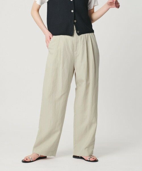 BEAUTY&YOUTH UNITED ARROWS / ビューティー&ユース ユナイテッドアローズ その他パンツ | 麻ブレンド バックゴム タック ワイドパンツ | 詳細4