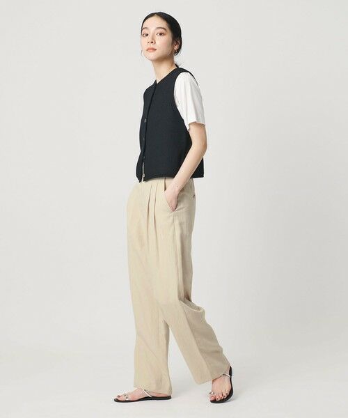 BEAUTY&YOUTH UNITED ARROWS / ビューティー&ユース ユナイテッドアローズ その他パンツ | 麻ブレンド バックゴム タック ワイドパンツ | 詳細6