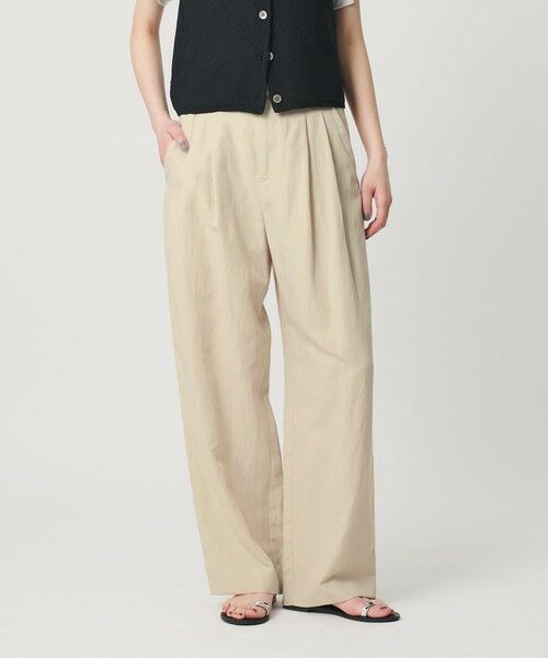 BEAUTY&YOUTH UNITED ARROWS / ビューティー&ユース ユナイテッドアローズ その他パンツ | 麻ブレンド バックゴム タック ワイドパンツ（NATURAL）